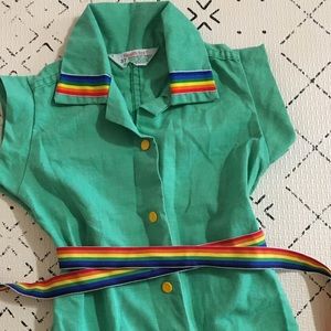 Health text rainbow romper